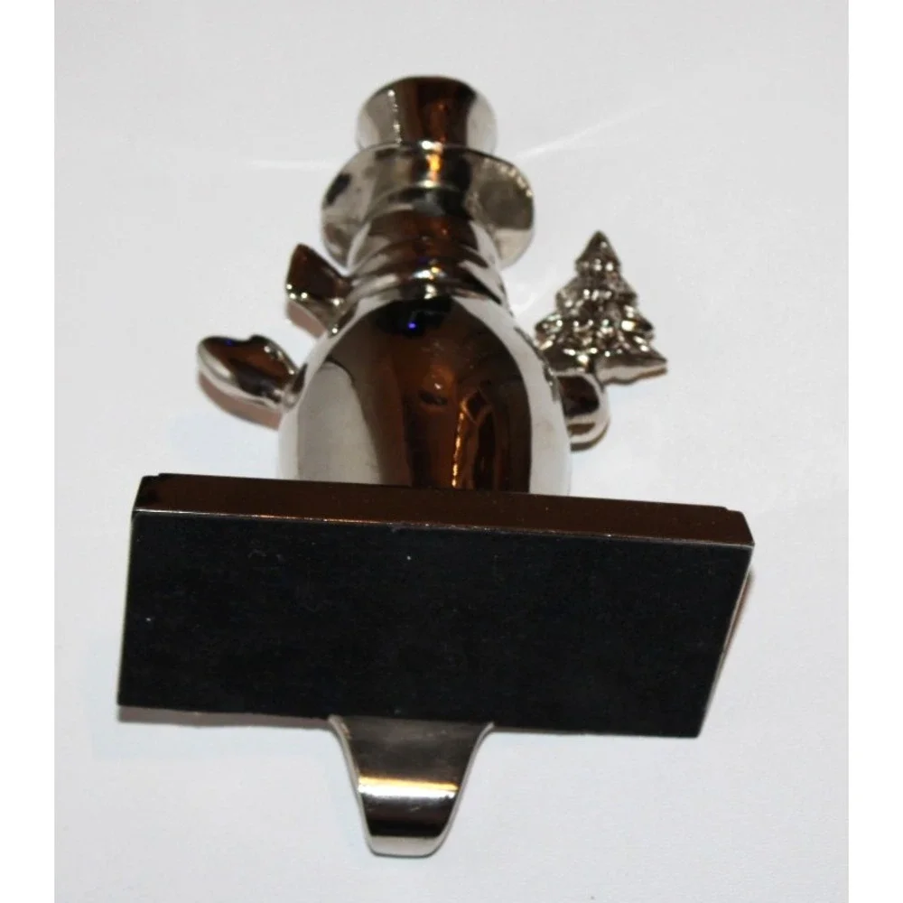 pair metal snowman stocking hangers‎ silver tone holding Christmas tree lot of 2